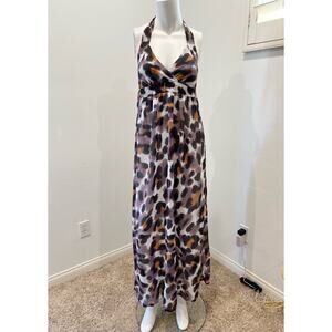 Rosa Faia Mago Purple Black Long Beach Coverup Cover Up Maxi Dress Halter M/L